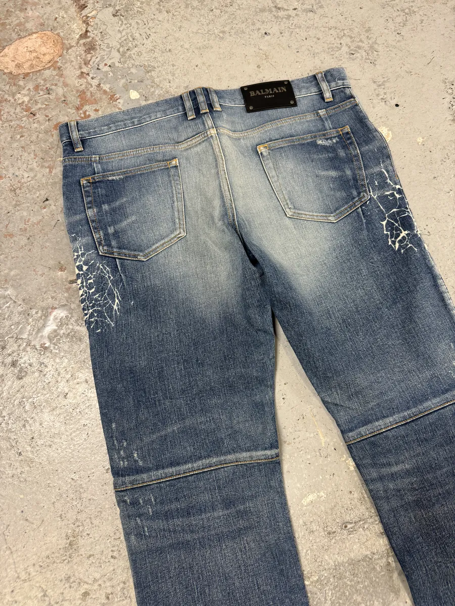 AW2012 Balmain Avant-Garde Blue Biker Denim Jeans - Image 7