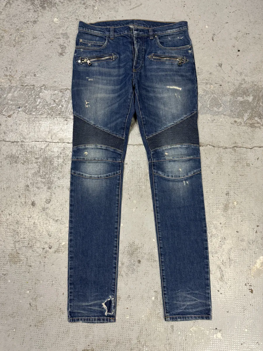 AW2012 Balmain Avant-Garde Blue Slim Denim Jeans