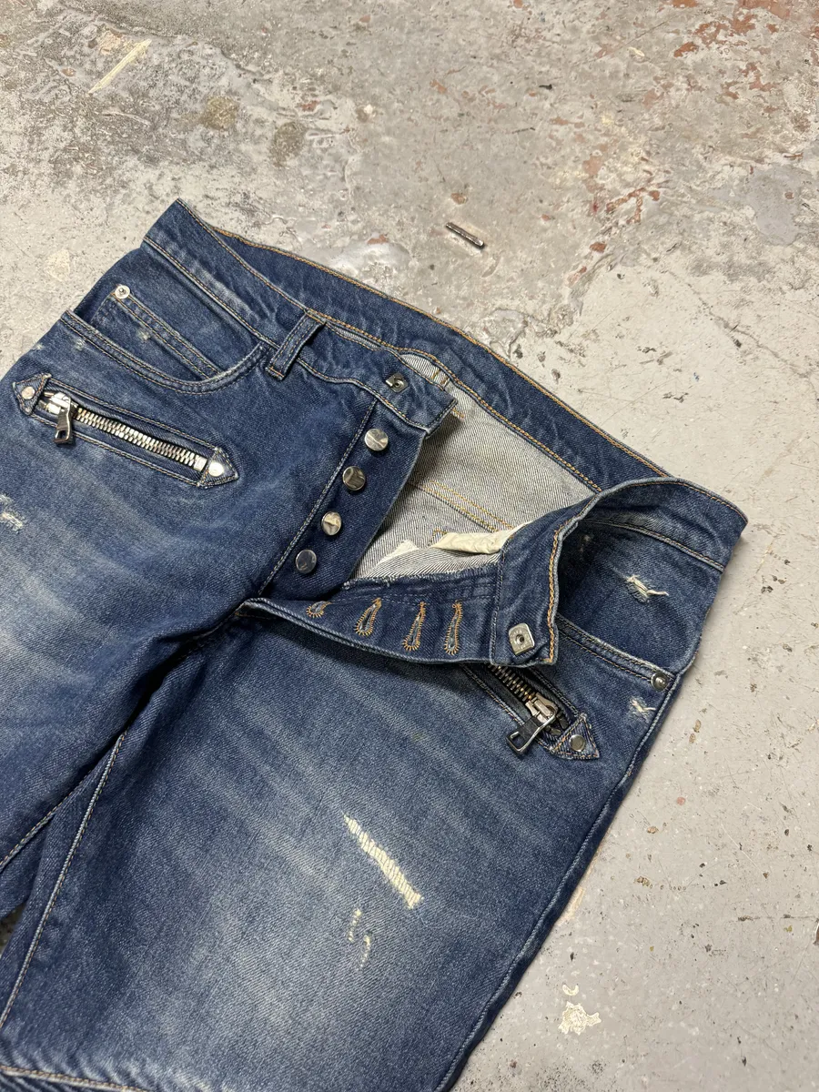 AW2012 Balmain Avant-Garde Blue Slim Denim Jeans - Image 10