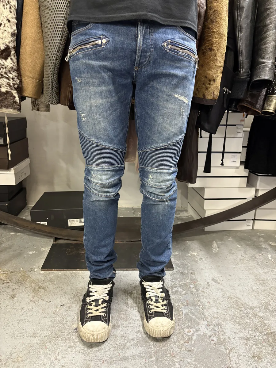 AW2012 Balmain Avant-Garde Blue Slim Denim Jeans - Image 2