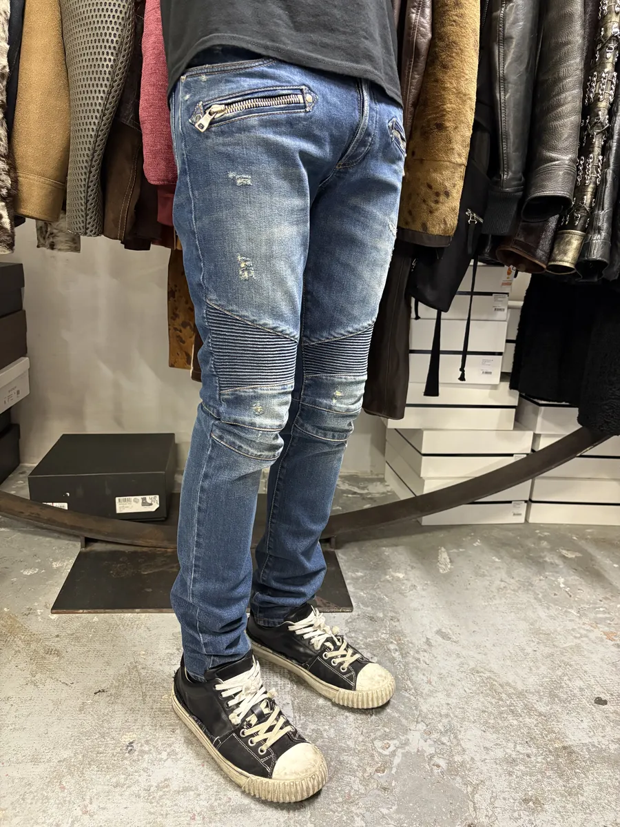 AW2012 Balmain Avant-Garde Blue Slim Denim Jeans - Image 3