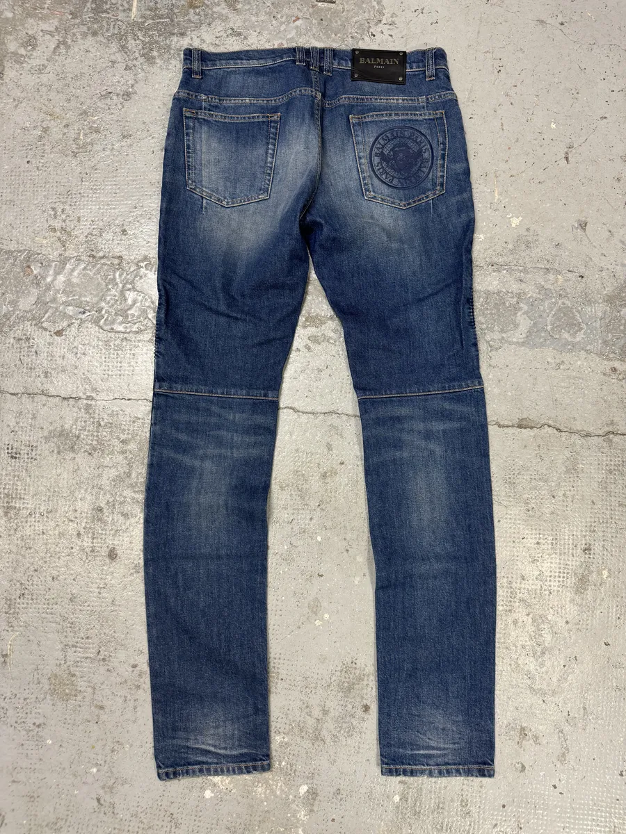 AW2012 Balmain Avant-Garde Blue Slim Denim Jeans - Image 5