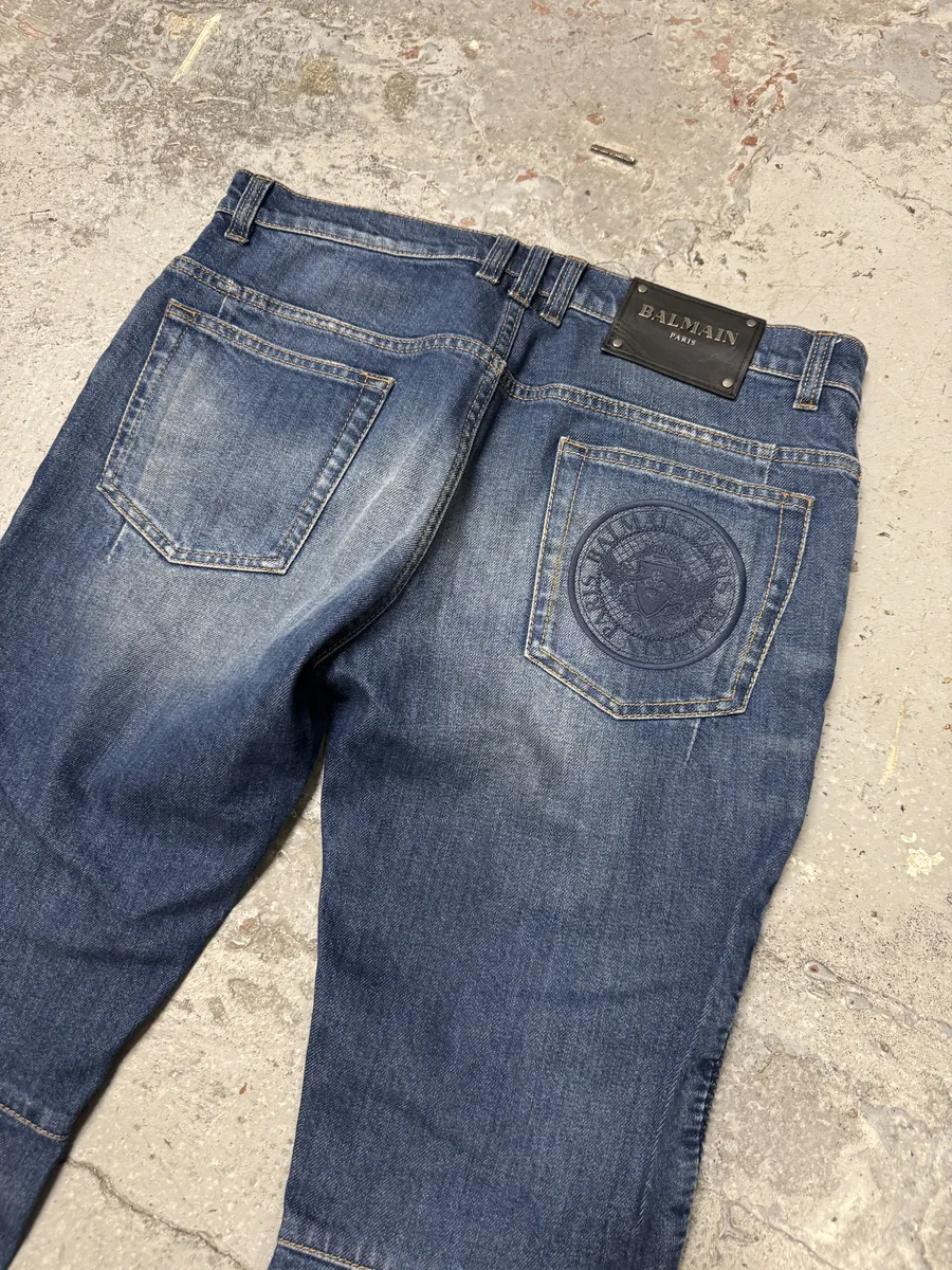 AW2012 Balmain Avant-Garde Blue Slim Denim Jeans - Image 7
