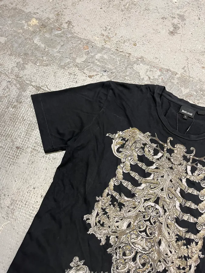AW2012 Cavalli Skeleton Ornament Black T-Shirt - Image 2