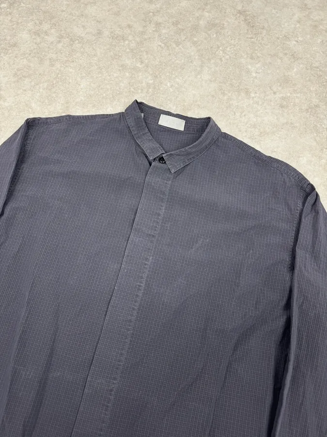 AW2012 Dior Navy & Grey Checkered Classy Shirt - Image 5