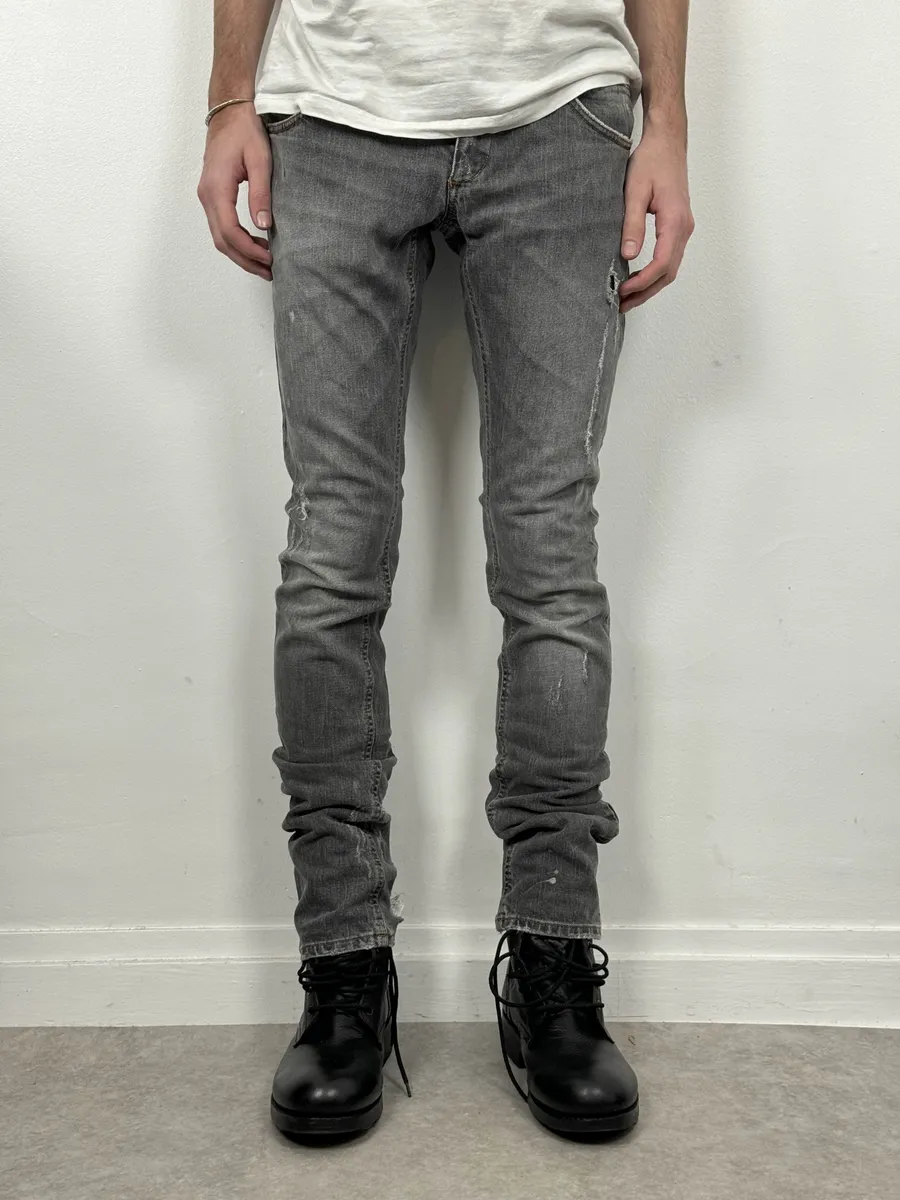 AW2012 Dolce & Gabbana Grey Distressed Slim Denim Jeans
