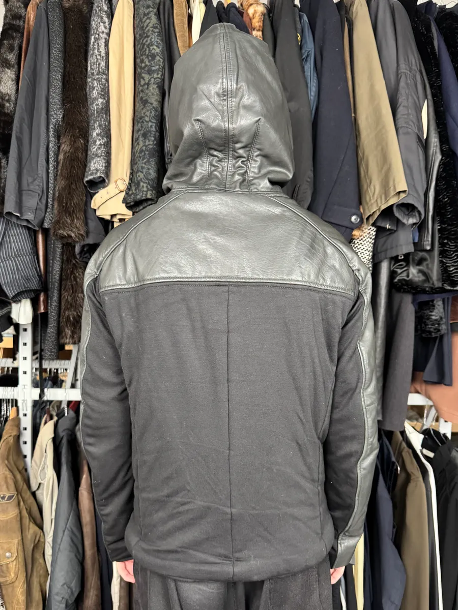 AW2012 Emporio Armani Asymmetrical Black Leather Jacket - Image 3
