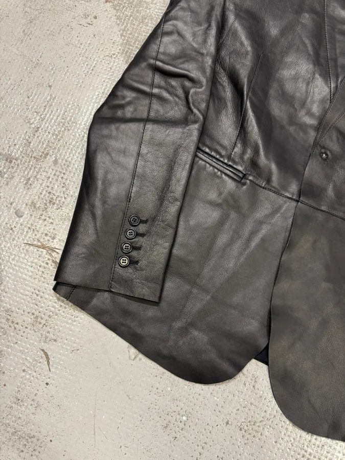 AW2012 Emporio Armani Avant-Garde Black Leather Suit Jacket - Image 7