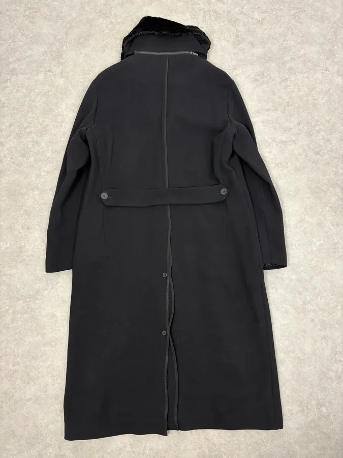 AW2012 Emporio Armani Black Fur Collar Wool Long Coat - Image 7