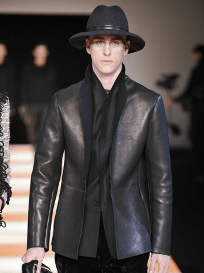 AW2012 Emporio Armani Black Leather Premium Blazer Jacket - Image 3