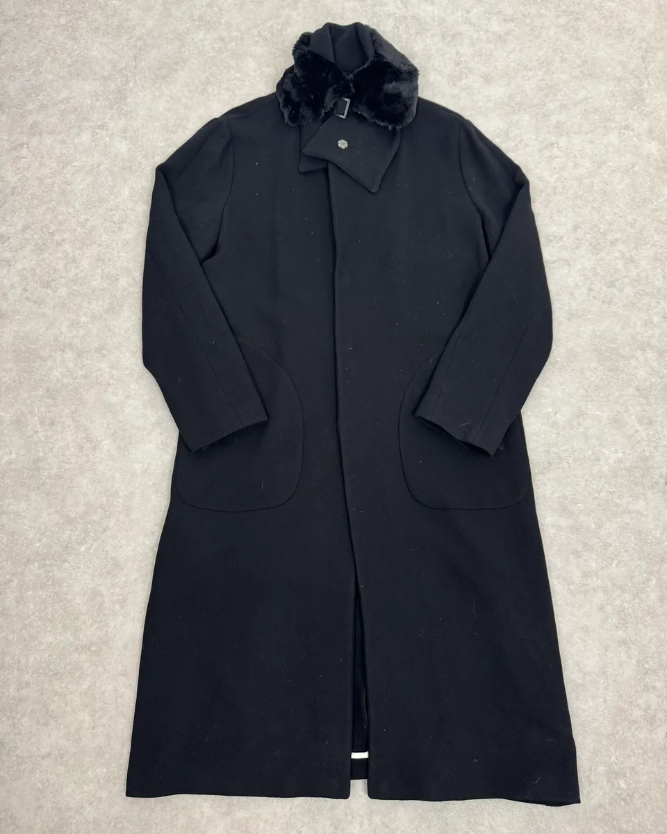 AW2012 Emporio Armani Fur Collar Black Long Coat