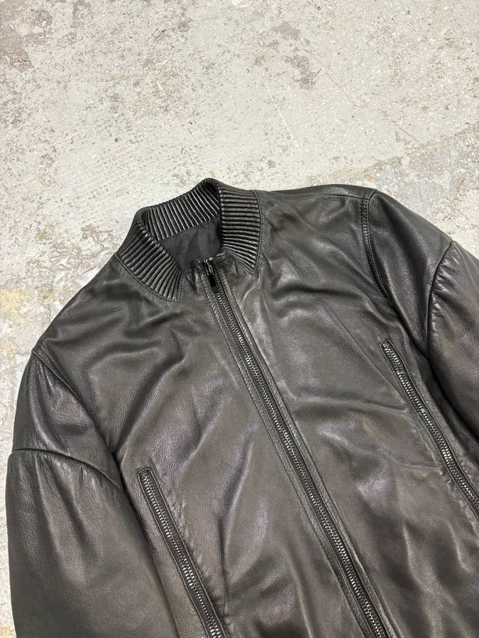 AW2012 Givenchy Black Bomber Zip Leather Jacket - Image 5