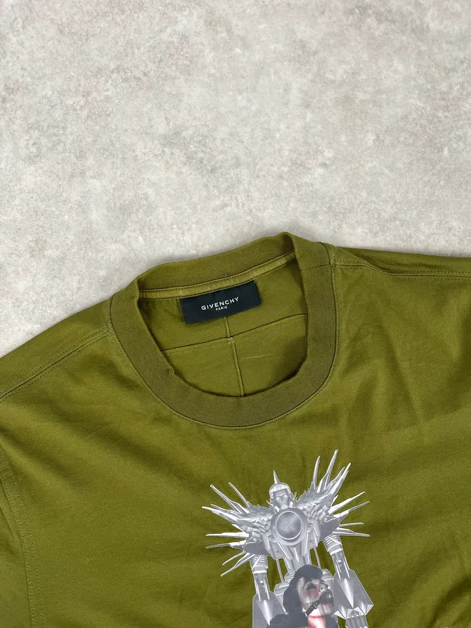 AW2012 Givenchy Khaki Green Cross Religious T-Shirt by Riccardo Tisci - Image 4