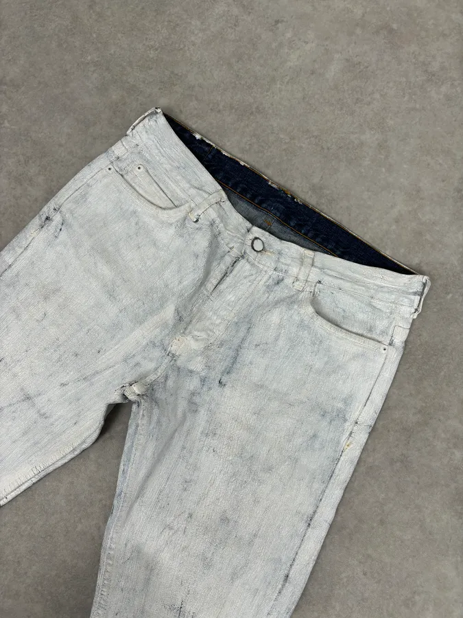 AW2012 Maison Margiela H&M White Painted Denim Jeans - Image 5