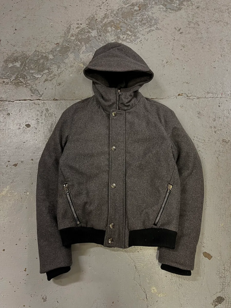 AW2012 Pierre Balmain Wool Zip Grey Bomber Jacket - Image 3