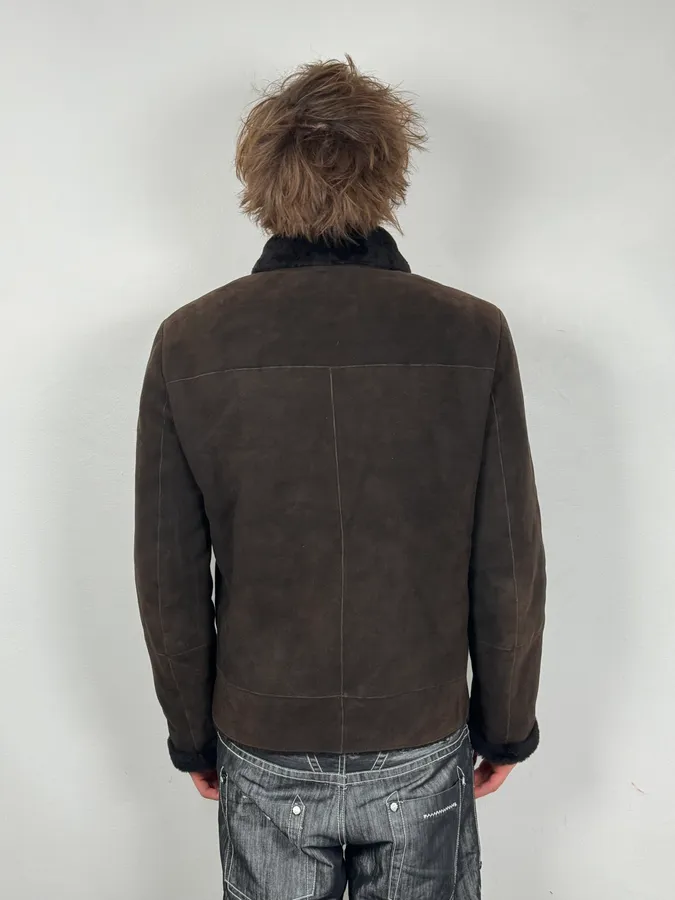 AW2012 Prada Dark Brown Shearling Leather Jacket - Image 3