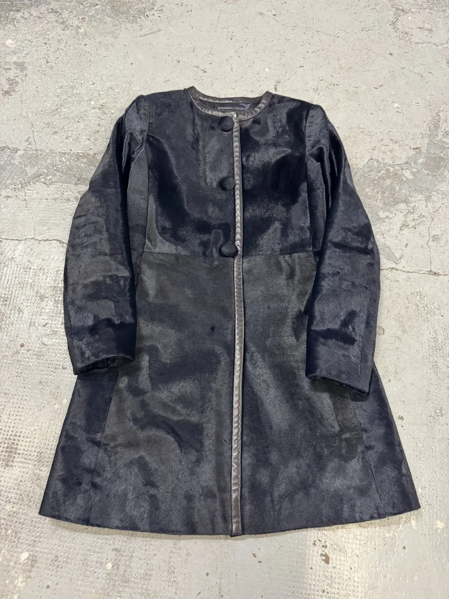 AW2012 Prada Long Black Pony Hair Leather Jacket