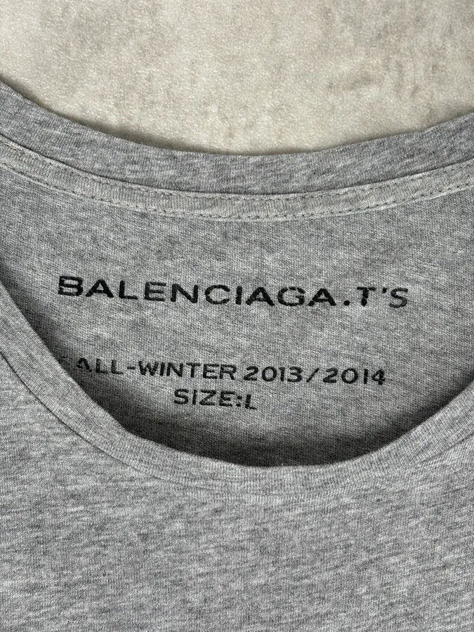 AW2013/2014 Balenciaga Grey Cotton Graphic Print T-Shirt - Image 8