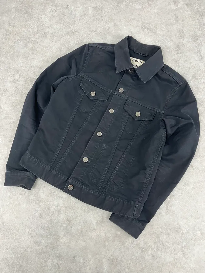 AW2013 Acne Studios Black Obscure Denim Trucker Jacket - Image 4