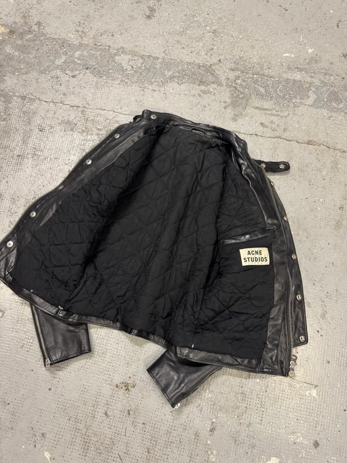 AW2013 Acne Studios Padded Multi Zips Biker Calf Leather Jacket - Image 6