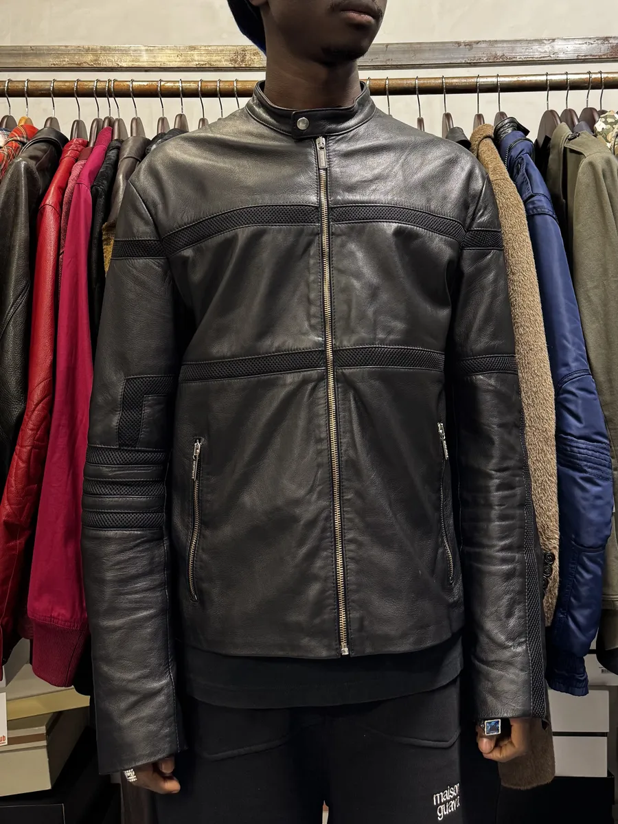 AW2013 Dirk Bikkembergs Black Contemporary Biker Leather Jacket