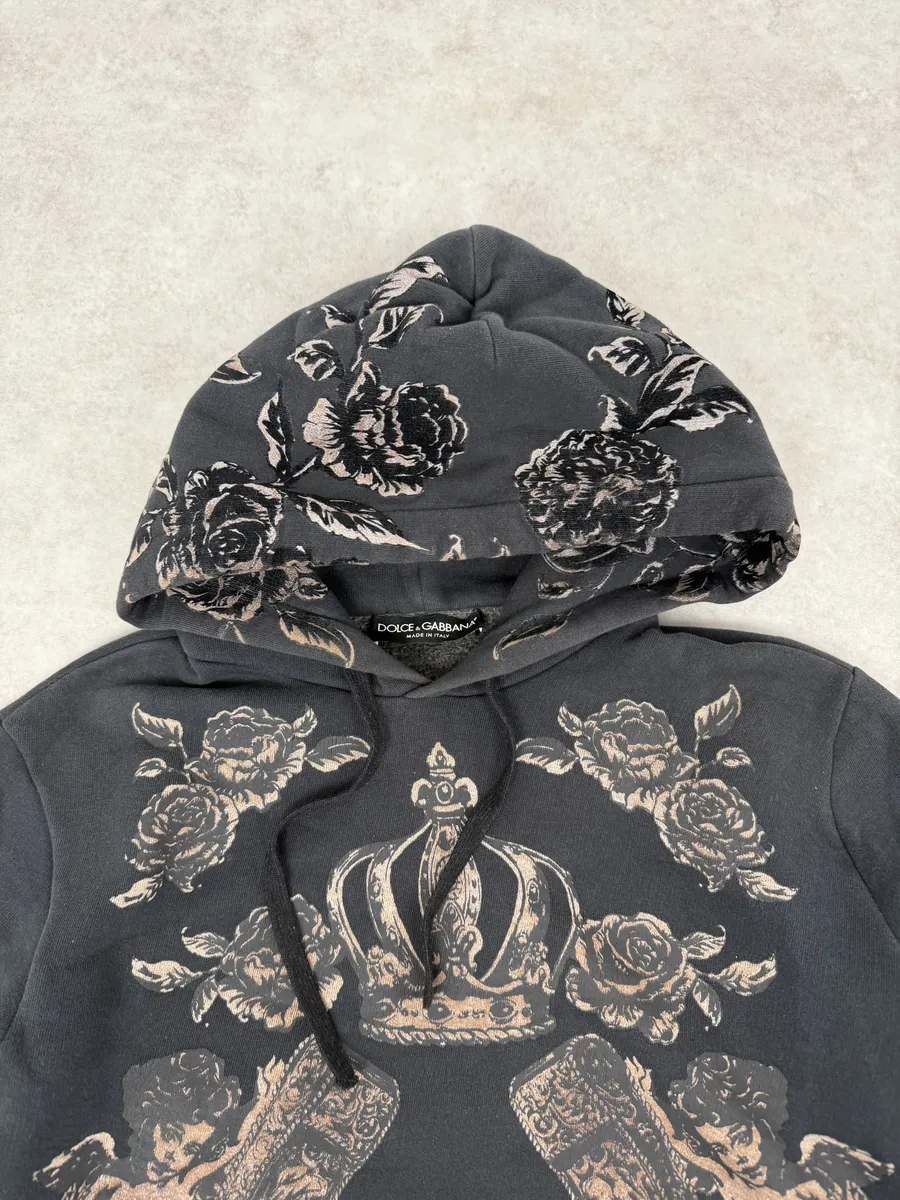 AW2013 Dolce & Gabbana Black Marie Royal Hoodie - Image 10