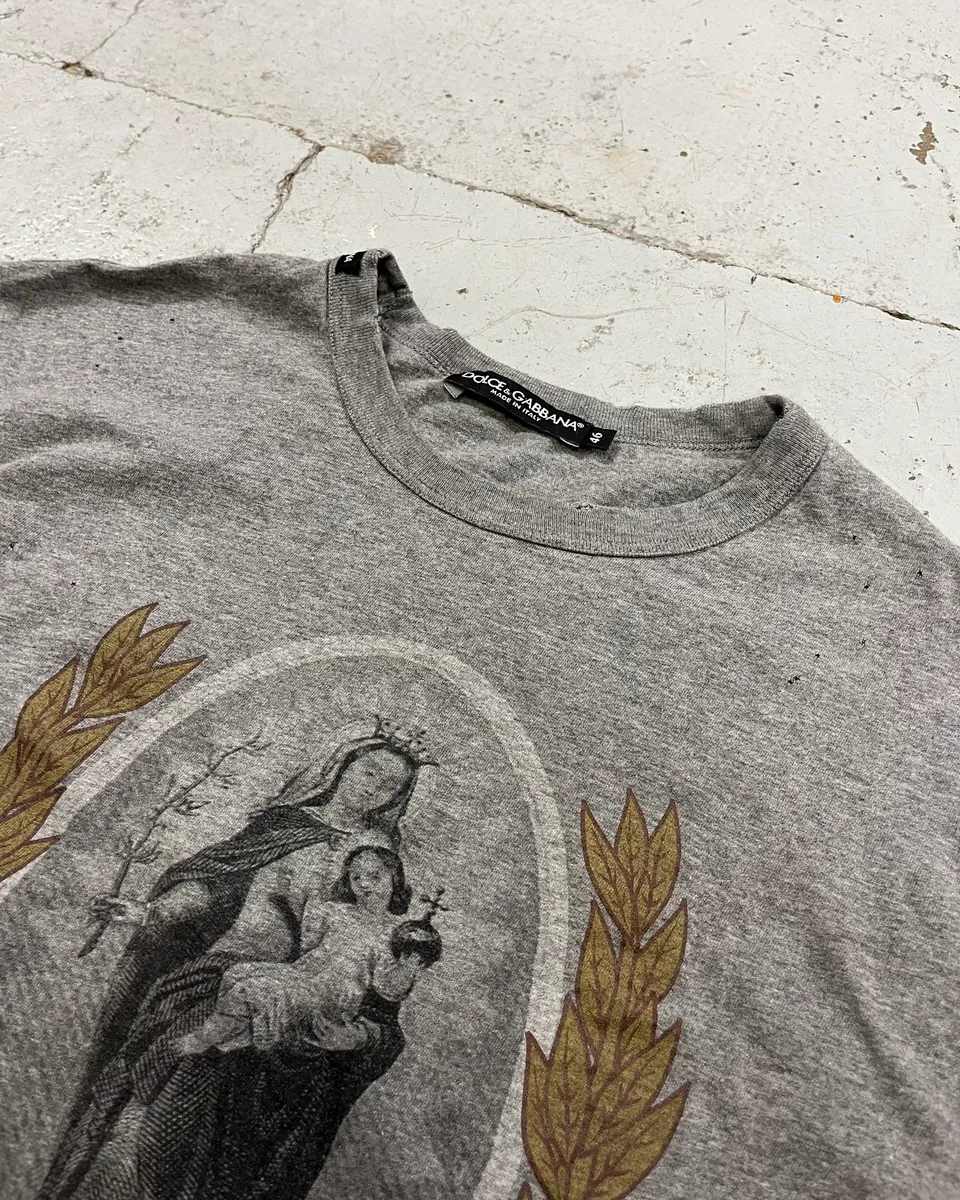 AW2013 Dolce & Gabbana Grey Distressed Religious Icon Longsleeve - Image 5
