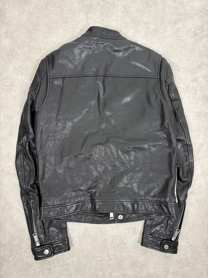 AW2013 Dsquared2 Black & Beige Biker Leather Jacket - Image 6