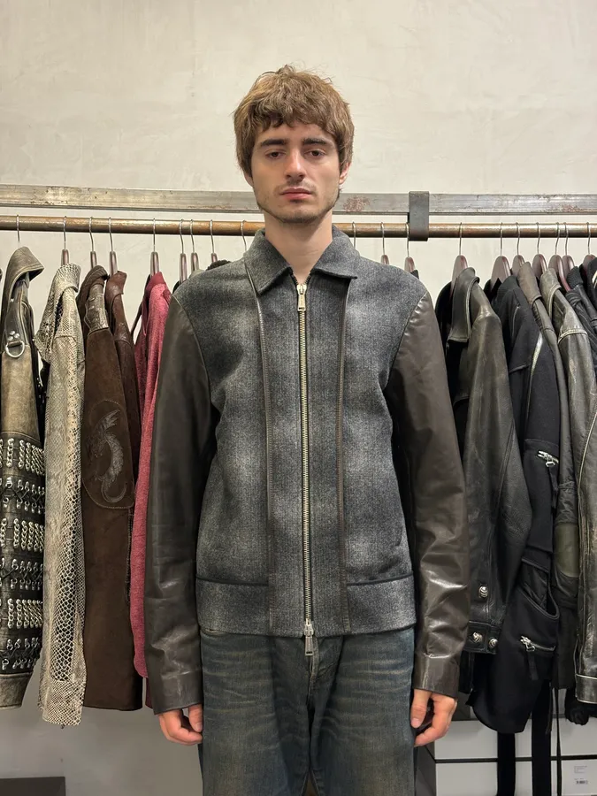 AW2013 Dsquared2 Hybrid Wool Leather Jacket - Image 2