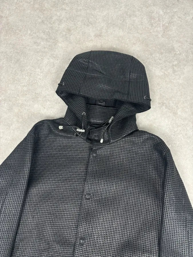 AW2013 Emporio Armani Black Perfored Hooded Jacket - Image 4