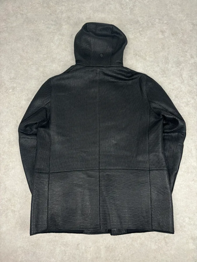 AW2013 Emporio Armani Black Perfored Hooded Jacket - Image 5