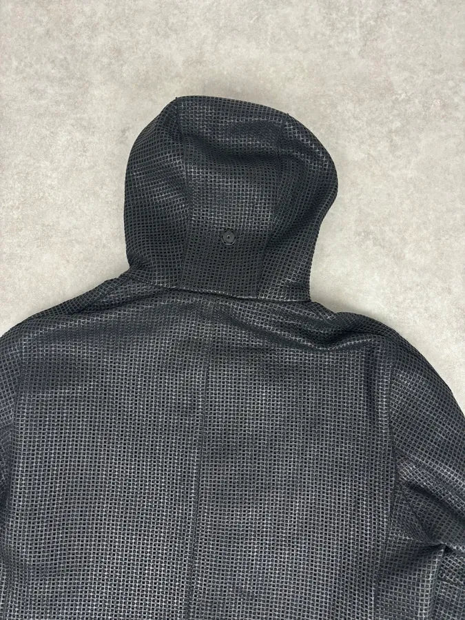 AW2013 Emporio Armani Black Perfored Hooded Jacket - Image 6