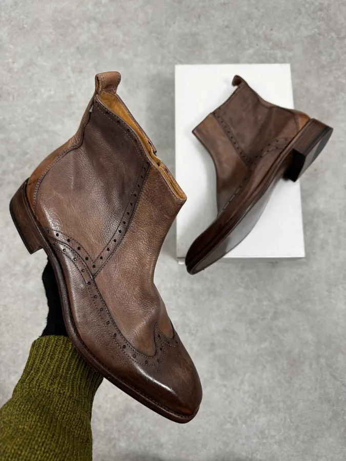 AW2013 Emporio Armani Brown Leather Boots