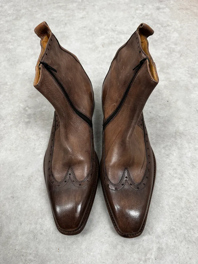 AW2013 Emporio Armani Brown Leather Boots - Image 3