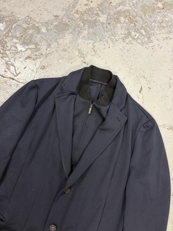 AW2013 Emporio Armani Navy Wool Layered Blazer Jacket - Image 4