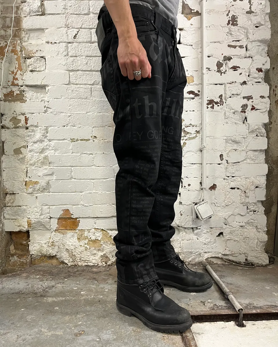 AW2013 Galliano Newspaper Black Slim Jeans - Image 3