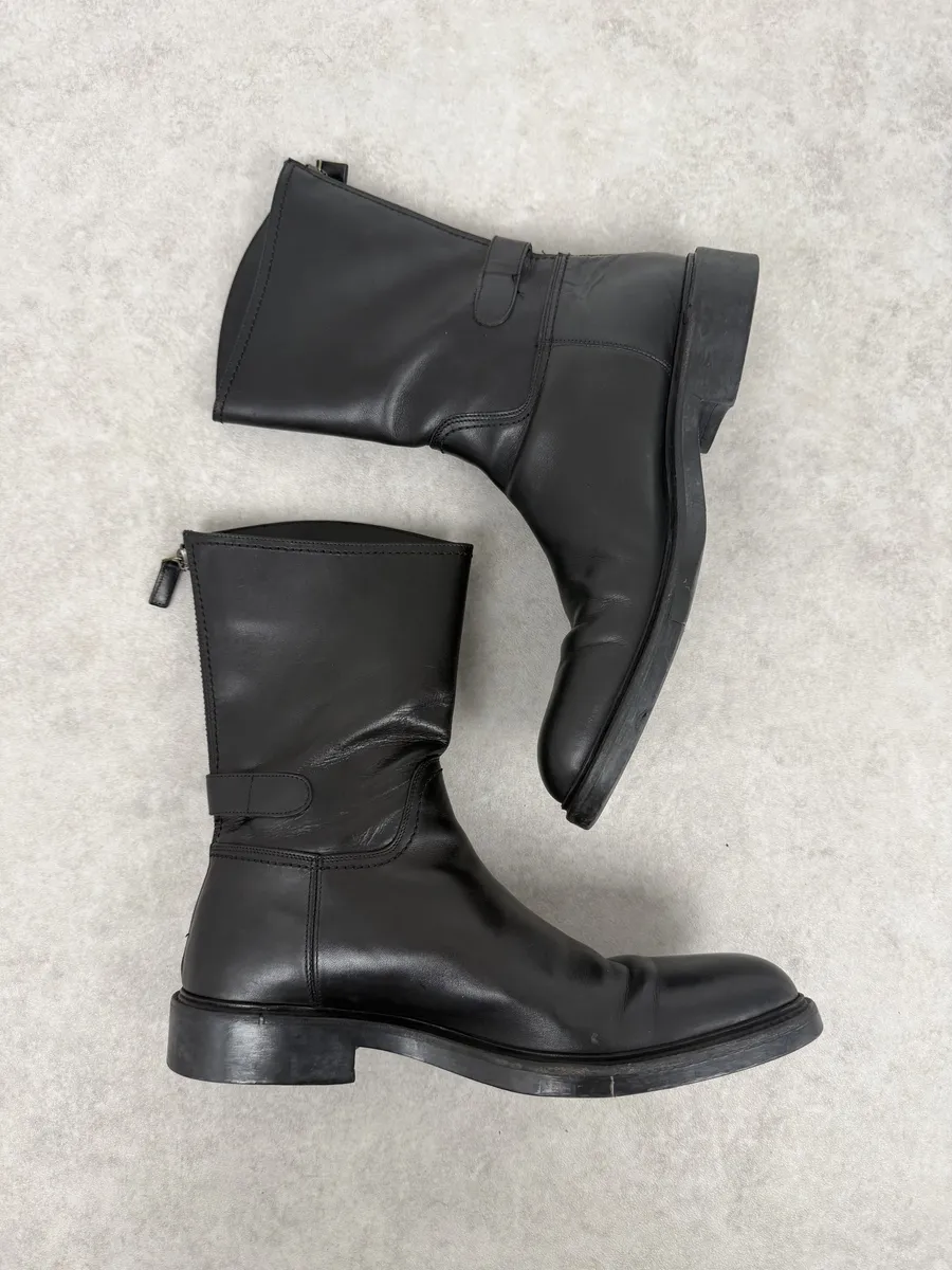 AW2013 Gucci Black Ankle Leather Combat Boots - Image 2