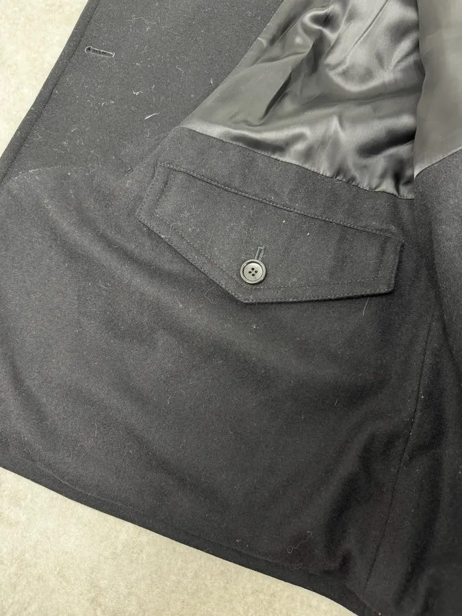 AW2013 Gucci Black Buttoned Classy Wool Officer Coat - Image 11