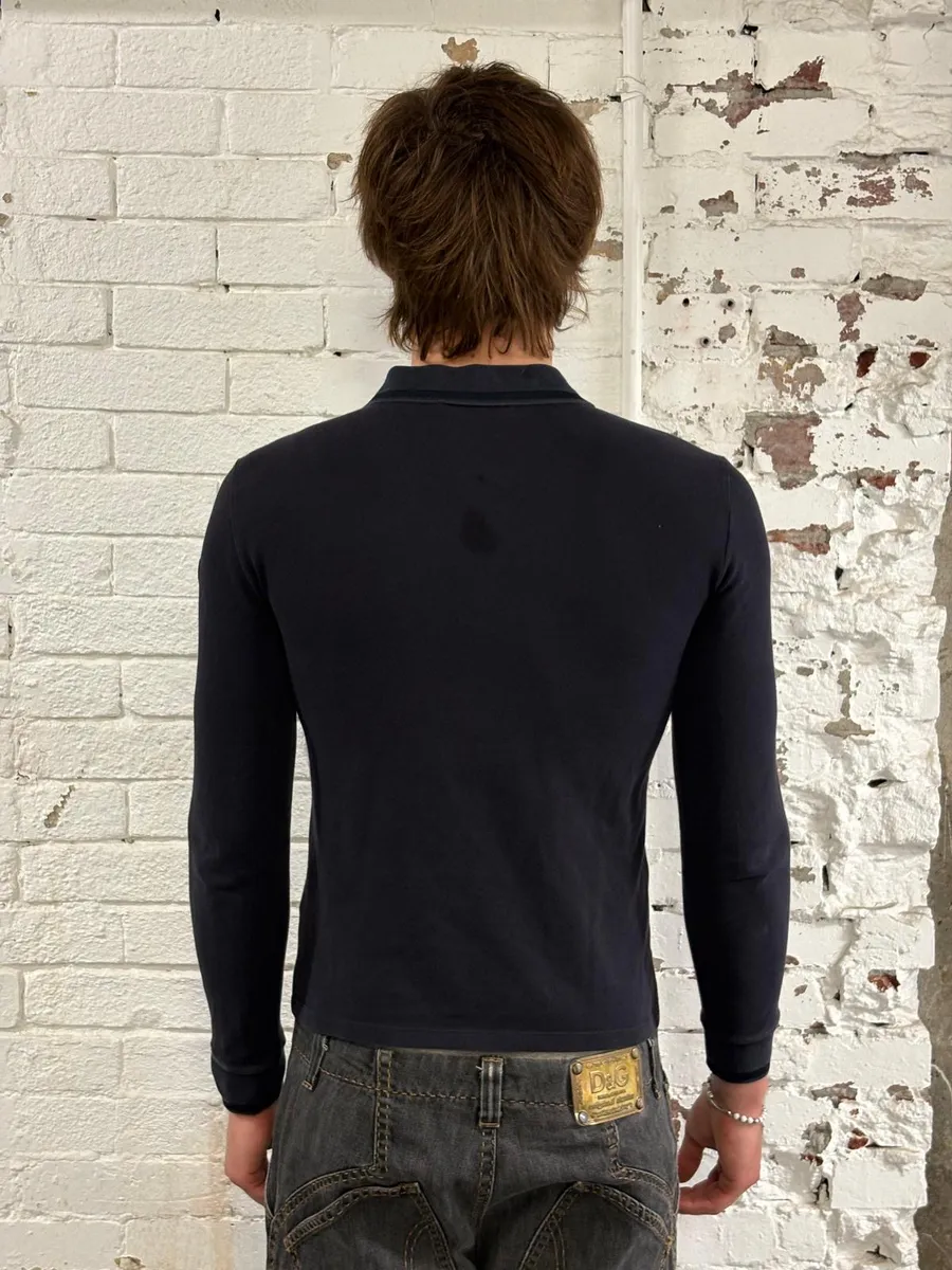 AW2013 Gucci Knight Embroidered Navy Longsleeve Polo - Image 3
