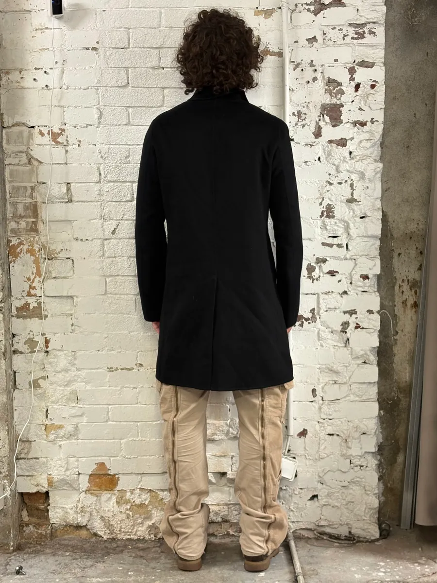 AW2013 Jil Sander Double-Breasted Unlined Black Wool Coat - Image 3