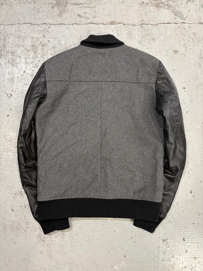 AW2013 Pierre Balmain Grey Wool & Leather Teddy Bomber Jacket - Image 6
