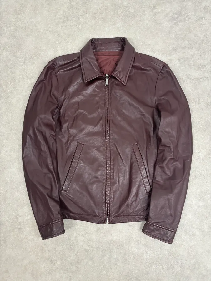 AW2013 Prada Burgundy Leather Reversible Premium Jacket