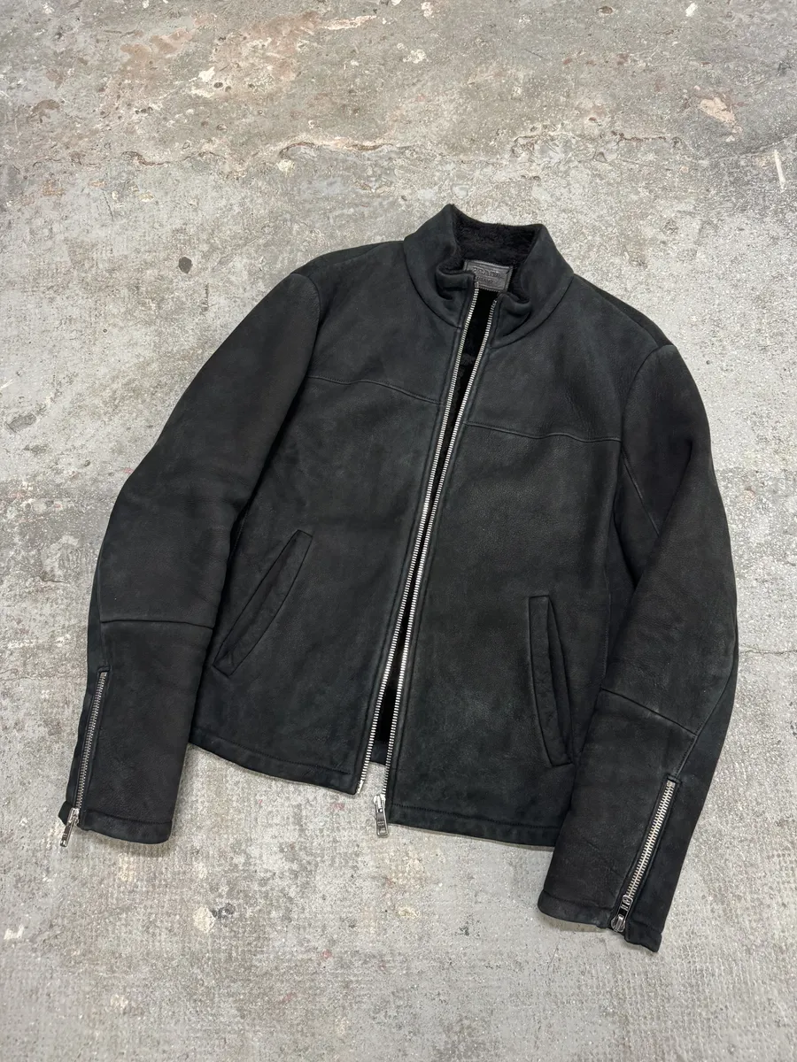 AW2013 Prada Pilot Bomber B3 Black Shearling Leather Jacket - Image 3