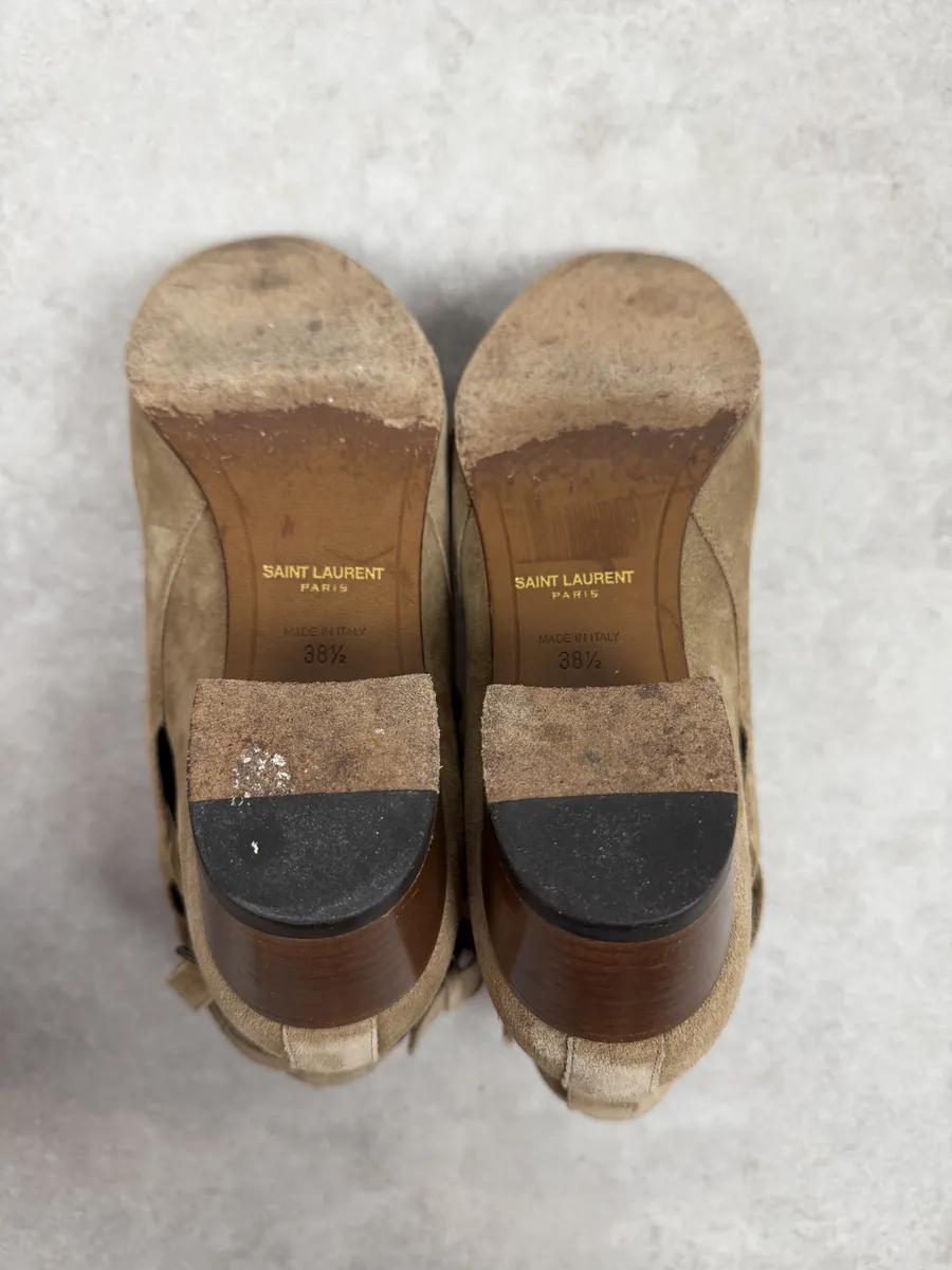 AW2013 Saint Laurent Beige Suede Leather Ankle Boots - Image 9