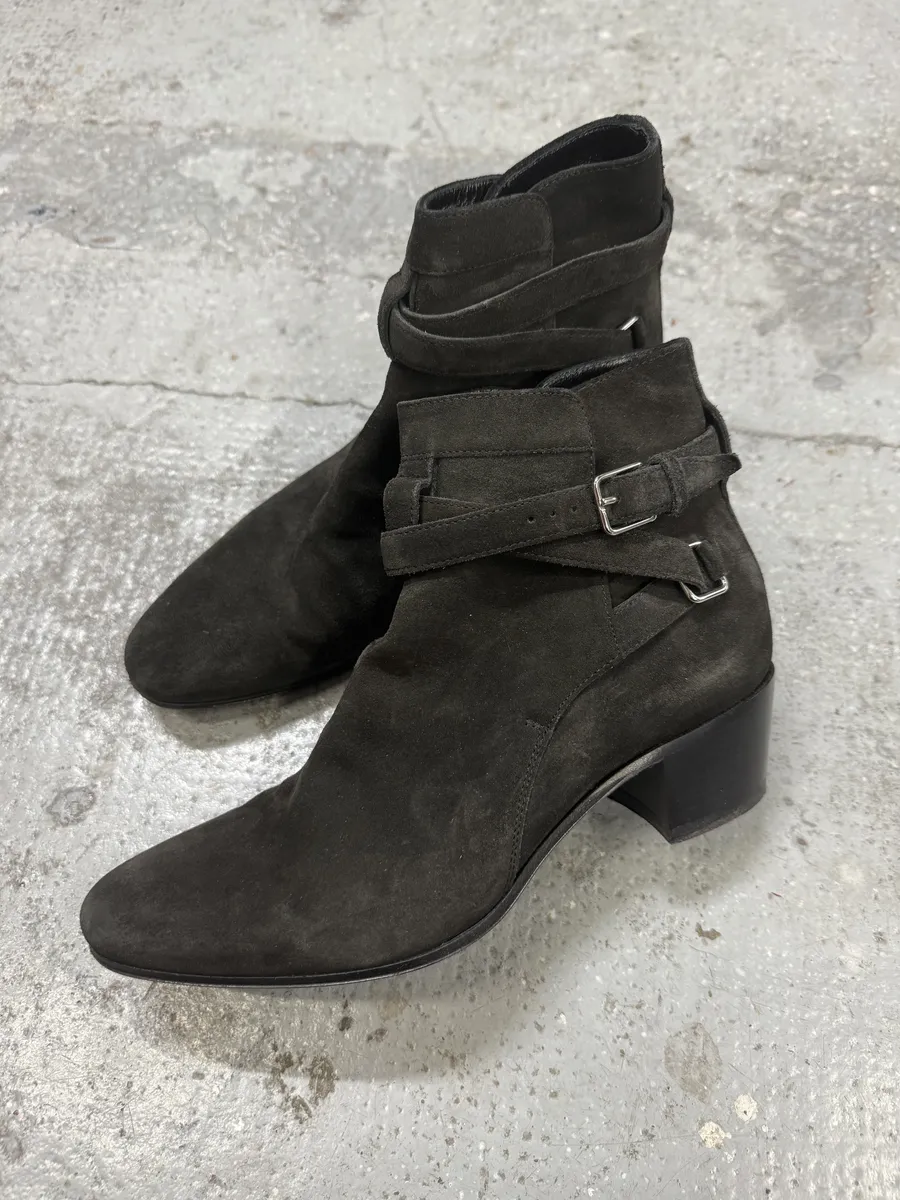 AW2013 Saint Laurent Jodhpur Dark Suede Ankle Boots by Hedi Slimane - Image 2