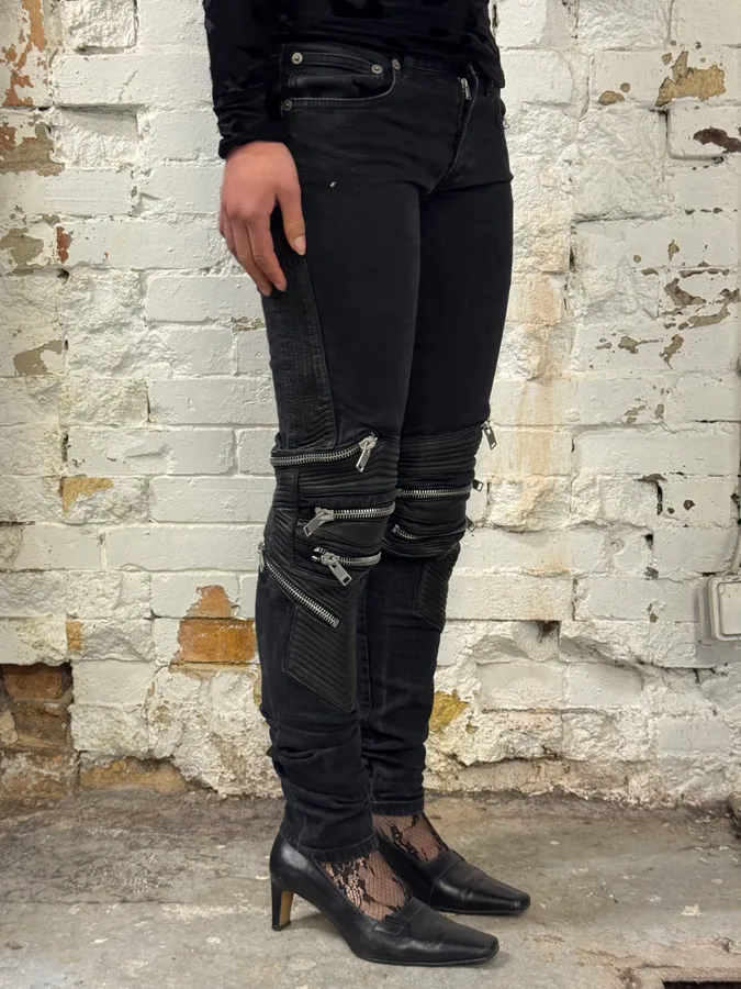 AW2013 Saint Laurent SLP04 Black Zips Biker Jeans by Hedi Slimane - Image 3