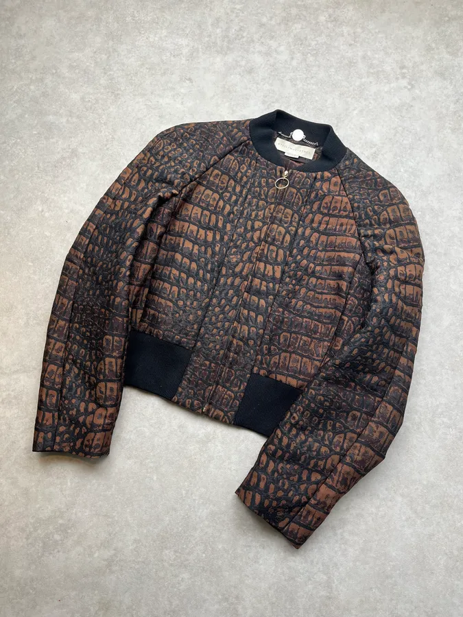 AW2013 Stella McCartney Brown Crocodile Effect Bomber Jacket - Image 4