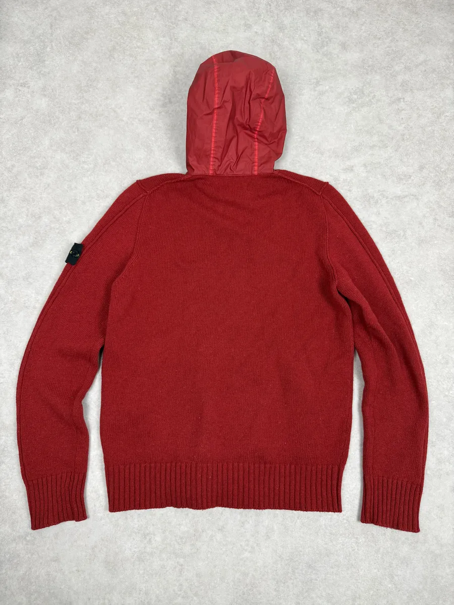 AW2013 Stone Island Red Wool Tactical Hooded Zip-up Jacket - Image 5