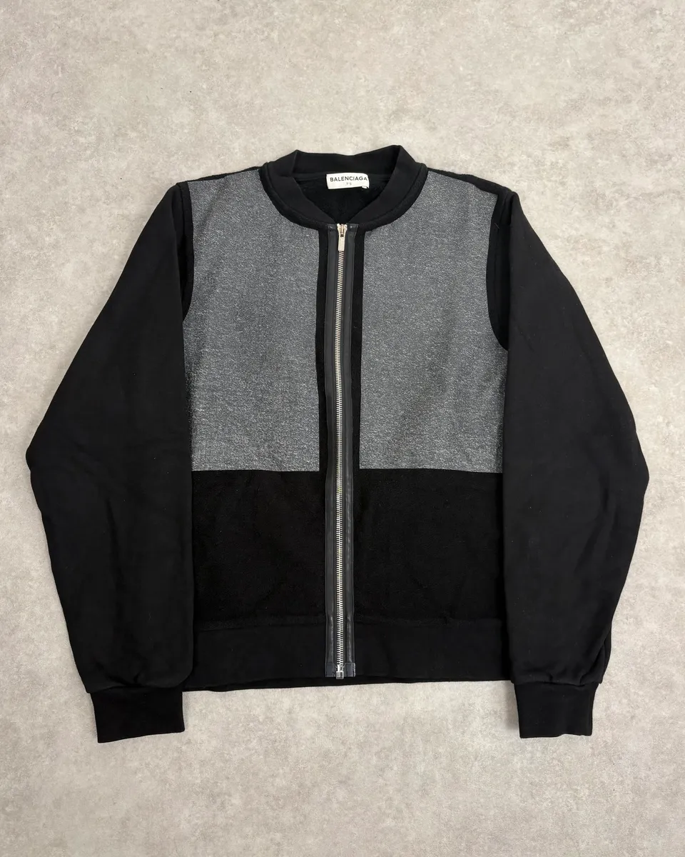 AW2014 Balenciaga Grey & Black Zip-up Sweater