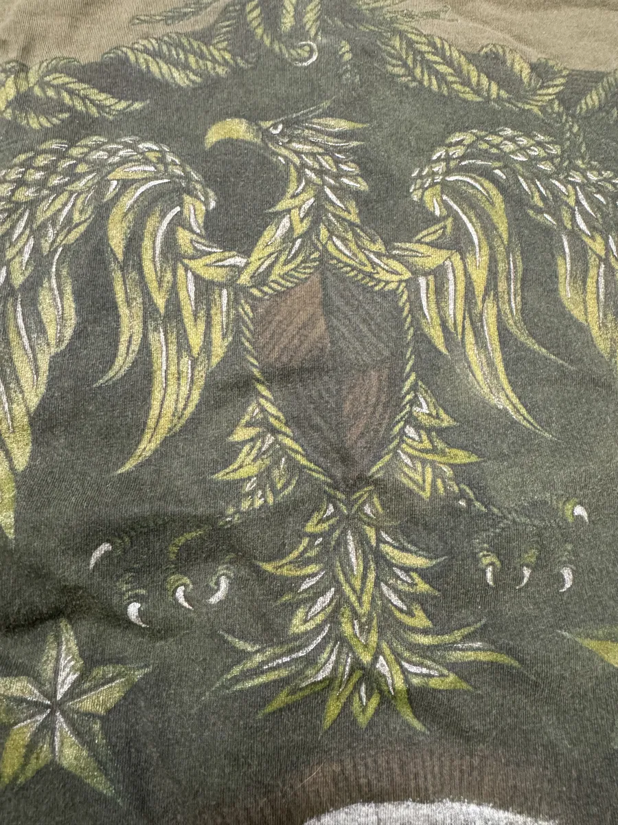 AW2014 Balmain Olive Green Eagle Dynastic T-Shirt - Image 8